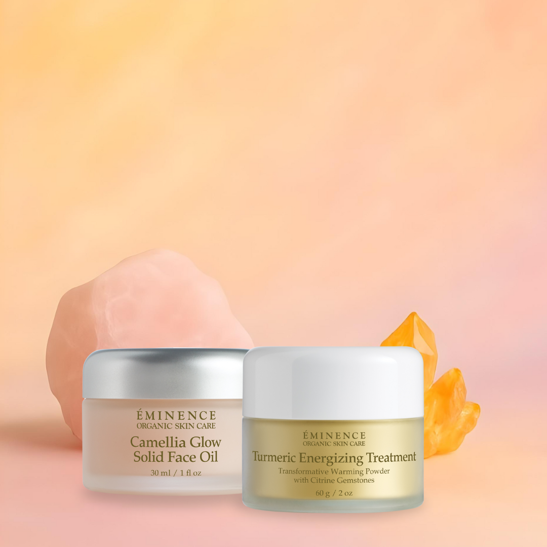 Eminence Organics Brighten & Hydrate Bundle (Turmeric Energizing Treatment + Camellia Glow Solid Face Oil)