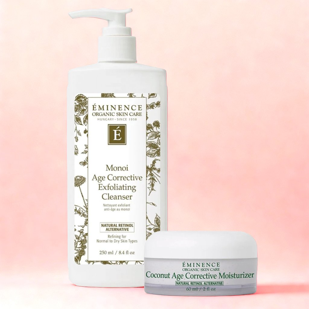 Eminence Organics Hydration Power Pack (Coconut Age Corrective Moisturizer + Monoi Age Corrective Exfoliating Cleanser)