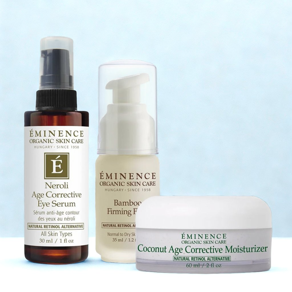 Eminence Organics Lift &amp; Brighten Eye Care (Bamboo Firming Fluid + Coconut Age Corrective Moisturize + Neroli Age Corrective Eye Serum)