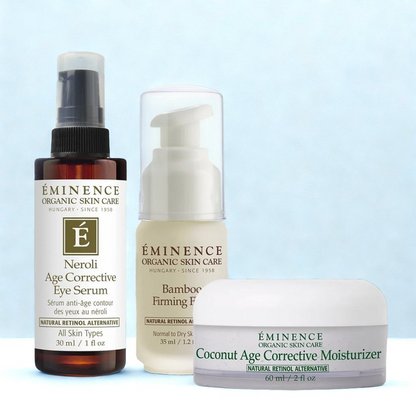 Eminence Organics Lift &amp; Brighten Eye Care (Bamboo Firming Fluid + Coconut Age Corrective Moisturize + Neroli Age Corrective Eye Serum)