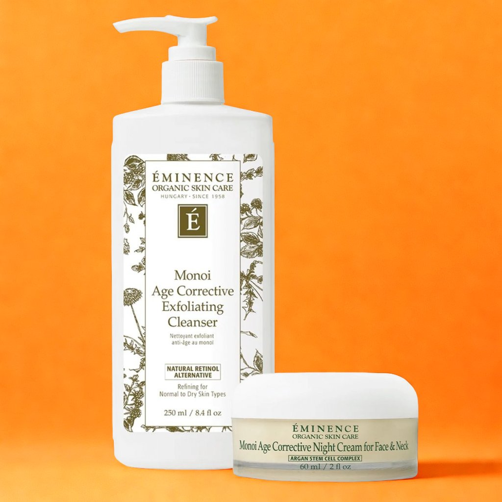 Eminence Organics Resurface &amp; Restore Pair (Monoi Age Corrective Exfoliating Cleanser + Monoi Age Corrective Night Cream for Face &amp; Neck)
