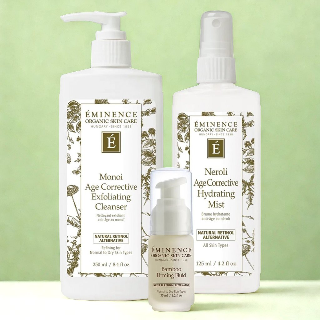 Eminence Organics Skin Repair &amp; Barrier Boost (Bamboo Firming Fluid + Monoi Age Corrective Exfoliating Cleanser + Neroli Age Corrective Hydrating Mist)