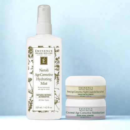 Eminence Organics Ultimate Hydration Lock (Coconut Age Corrective Moisturizer + Monoi Age Corrective Night Cream for Face &amp; Neck + Neroli Age Corrective Hydrating Mist)
